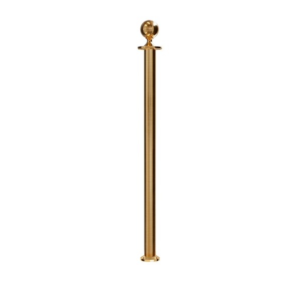 Montour Line Stanchion Post and Rope Fixed Base Sat.Brass Post Ball Top - SP400F-SB-BA
