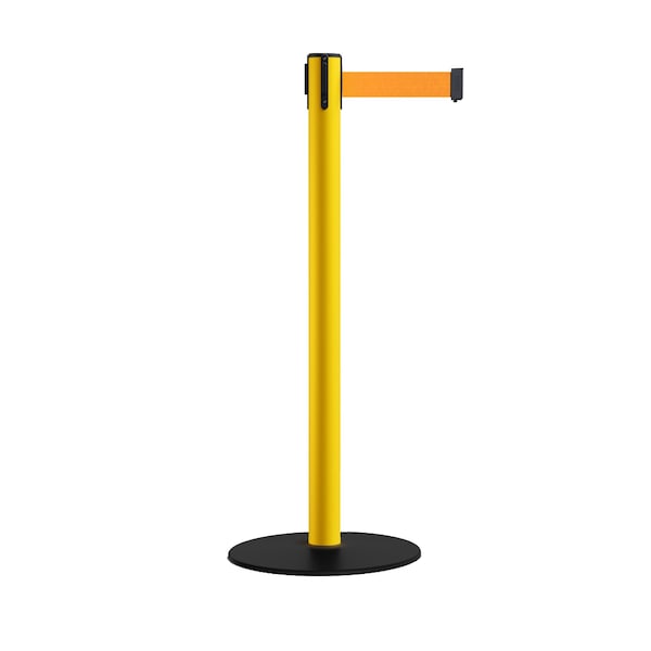 Montour Line Stanchion Belt Barrier Yellow Post Low Base 13ft. Fl. Orange Belt - S400-YW-FOR-130