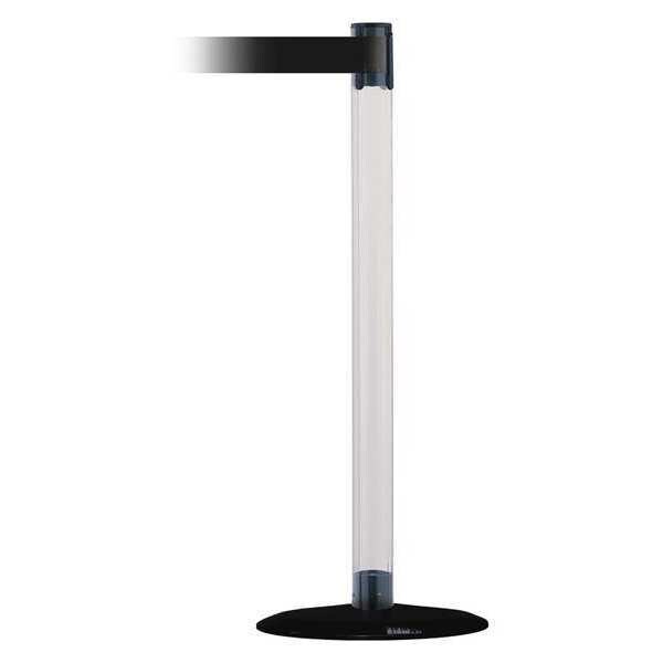 Tensabarrier Barrier Post with Belt, 13 ft Length, 38 in Post Height, No Legend, Black - TCLB-33-MAX-NO-B9X-C