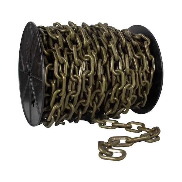 Mr. Chain 2" x 100' Khaki Gold Heavy Duty Plastic Safety Chain - Reel - 51107