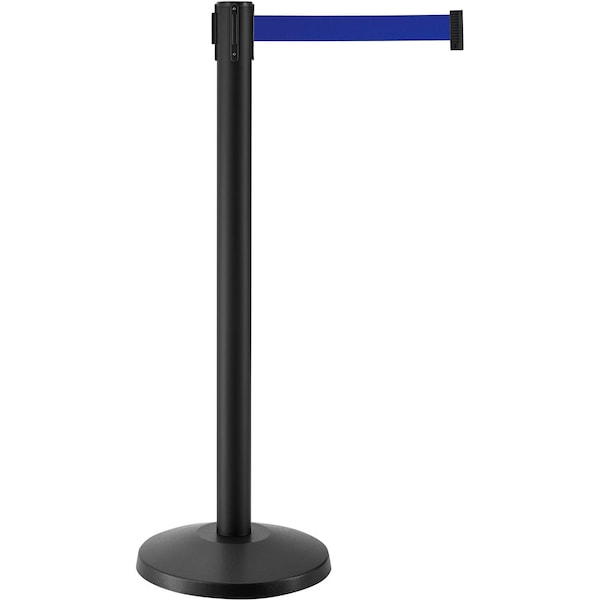 Global Industrial Retractable Belt Barrier, 40 Black Post, 7-1/2ft Blue Belt, 2PK - 708414BL