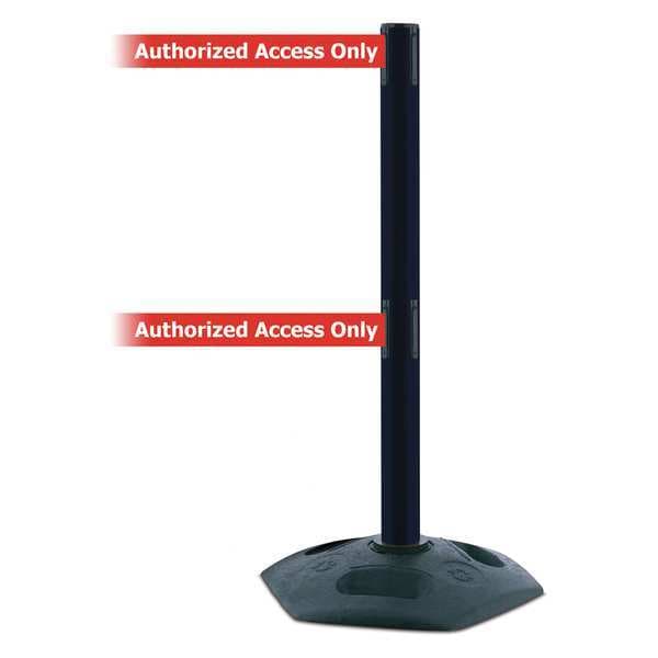 Tensabarrier Barrier Post with Belt, 7 1/2 ft Length, 38 in Post Height, Authorized Access Only, Black - 886T2-33-STD-NO-RAX-C