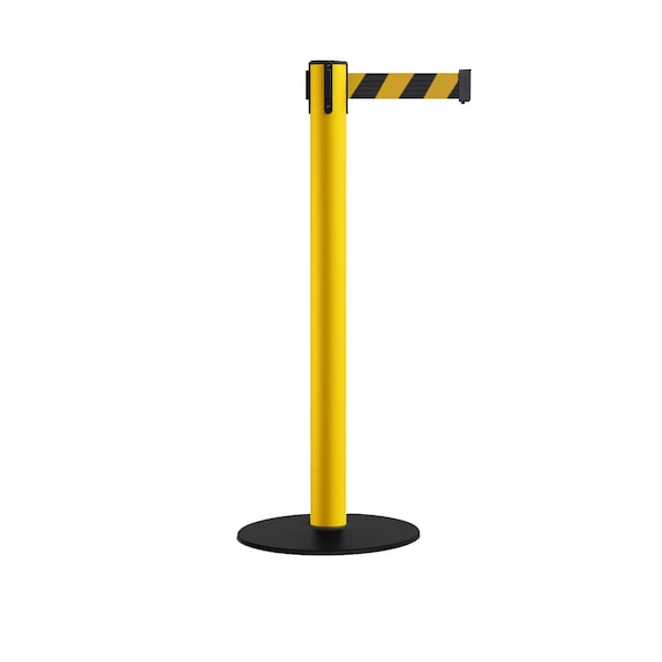 Montour Line Retr. Belt Stanchion, Low Base, 3in YLW Post  16' Blk/Ye Belt - S660-YW-BYD-160