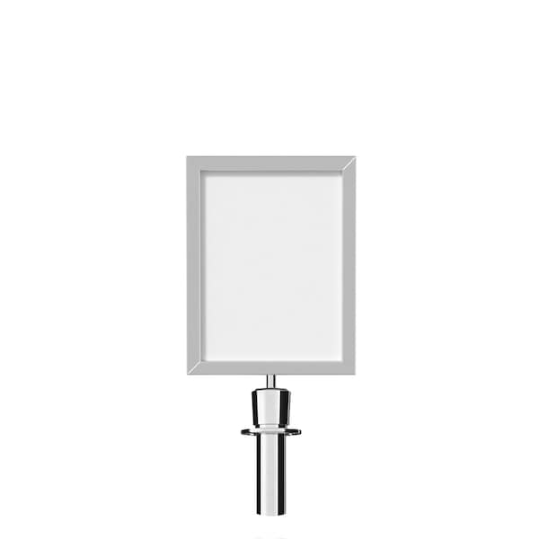 Montour Line Post and Rope Stanchion Sign Frame 11 x 14 in. V Polished St Steel - HDSF-1114-V-PS-NOCLA