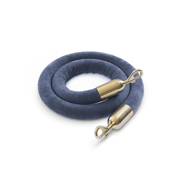 Montour Line Velvet Rope Grey With Pol.Brass Snap Ends 10ft.Cotton Core - PVR150-100-GY-SE-PB