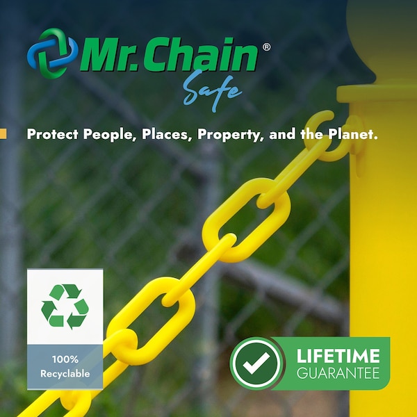 Mr. Chain 1.5" x 300' Traffic Orange Plastic Safety Chain - Pail - 30013-P