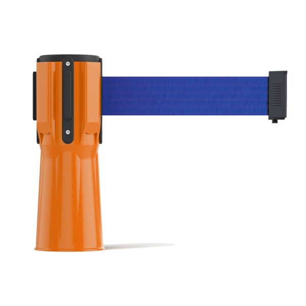 Montour Line Retractable Belt Barrier Cone Mount Orange Case 11ft. Dk Blu Belt - CP100-OR-DBL-110