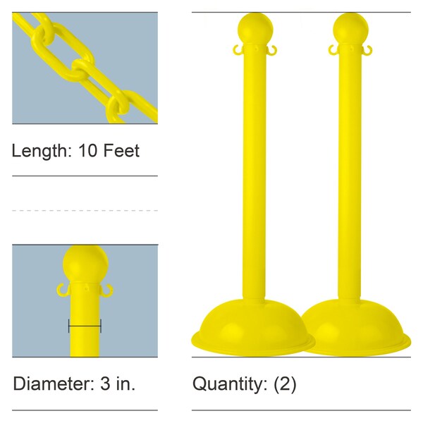 Mr. Chain Yellow Heavy Duty Stanchion & Chain Kit (2-Pack) - 71302-2