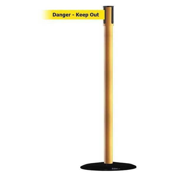 Tensabarrier Barrier Post with Belt, Black, 13 ft Length, 38 in Post Height, Danger Keep Out, Basics - 890B-33-35-35-MAX-NO-YDX-C