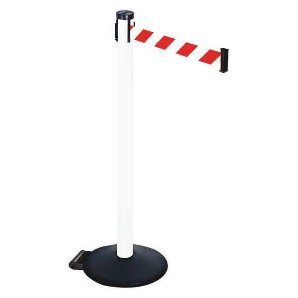 Retracta-Belt Barrier Post with Belt, Black, 10 ft Length, 40 in Post Height, No Legend, Powder Coated - 305PWH-RWD