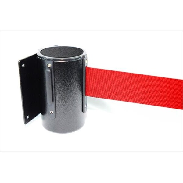 Vic Crowd Control Inc VIP Crowd Control 1401 8 ft. Red Belt Wall Mounted Belt Barriers - Black Finish - 1401