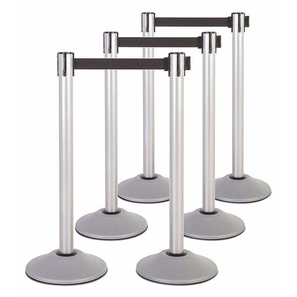 Us Weight Steel Stanchion, Silver, 7.5 ft Belt, PK6 - U2103PK6