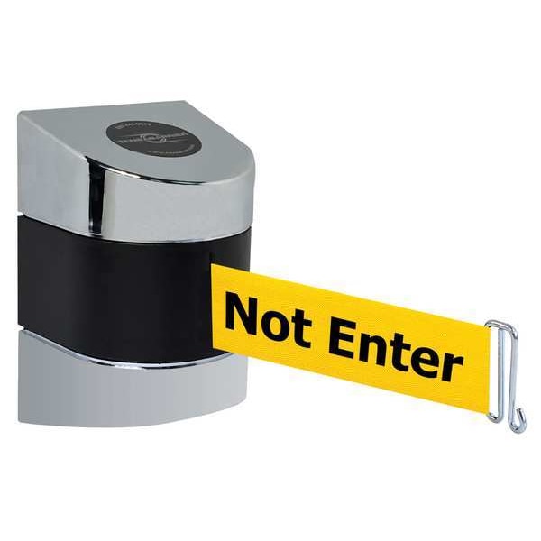 Tensabarrier Retractable Belt Barrier, 15 ft Length, Caution Do Not Enter, Polished chrome - 897-15-W-1P-NO-YAX-A