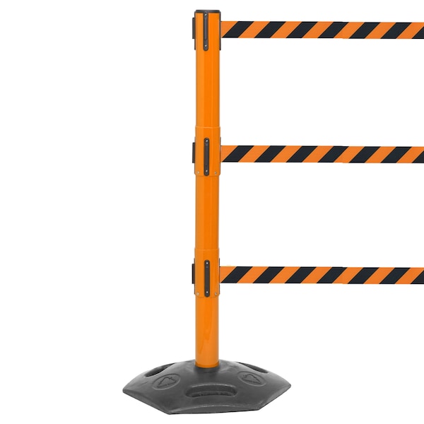 Queue Solutions WeatherMaster Triple 250, Orange, 11' Ylw/Blk BEWARE OPEN PIT Belt - WMRTRIPLE250O-YBBOP110