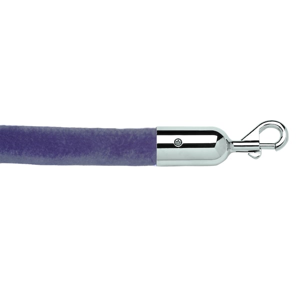 Queue Solutions 6' Velour Stanchion Rope, 1.5" diameter, Blue, Pewter Nickle Snap Ends - 245BL6-SESLPN