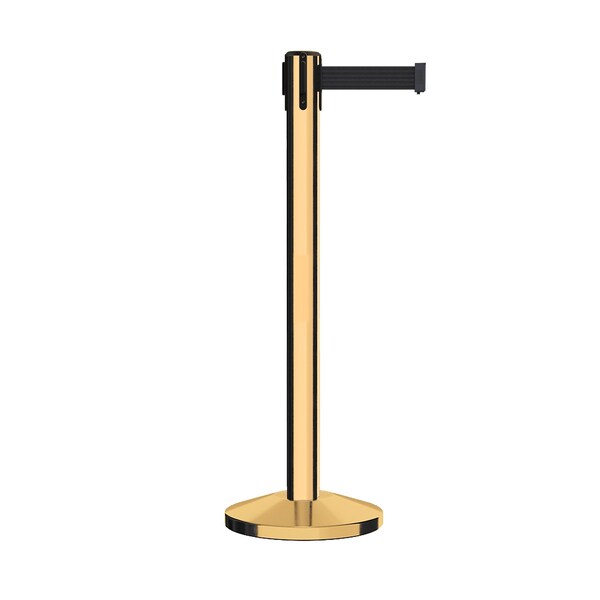 Montour Line Stanchion Belt Barrier Pol.Brass Post 16ft. Black Belt - ES660-PB-BK-160