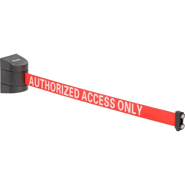Global Industrial Magnetic Retractable Belt Barrier, Black Case W/ 15ft Red Authorized Belt - 708418RWA