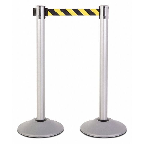 Us Weight Steel Stanchion, Slv, 7.5ft, Yel/Bk Belt, PR - U2103CYB