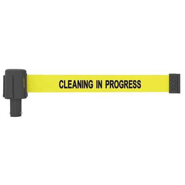 Banner Stakes Retractable Belt Head, Yellow, 15 ft Length, Cleaning in Progress, Matte - PL4034
