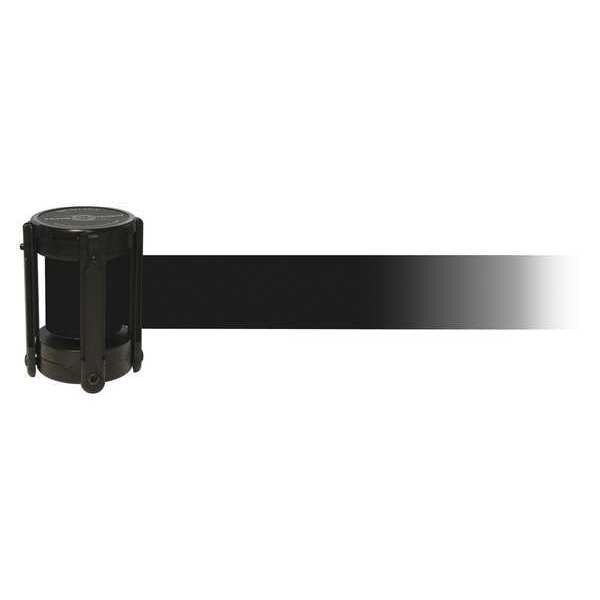 Tensabarrier Barrier Post with Belt, Black, 13 ft Length, 4" Post Height, No Legend, Unfinished - CASSETTE MAX-NO-B9X-C