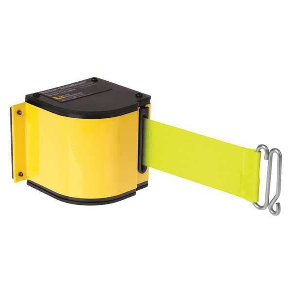 Lavi Industries Warehouse Adjustable Quick Mount Retractable Belt Barrier, Yellow, 18 ft Length, No Legend - 50-3016U/YL/18/FY