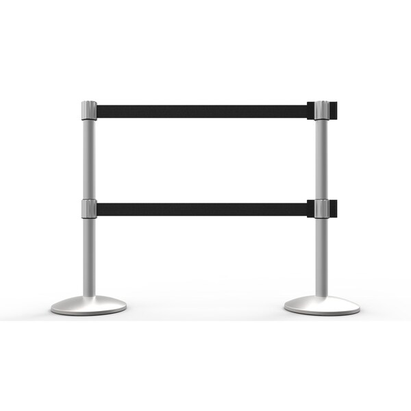 Banner Stakes Retractable Belt Barrier, Black, 7 ft Length, Matte - AL6208M-D