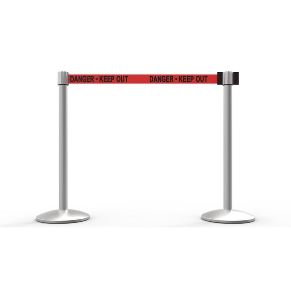 Banner Stakes Retractable Belt Barrier, Red, 7 ft Length, Matte - AL6206M