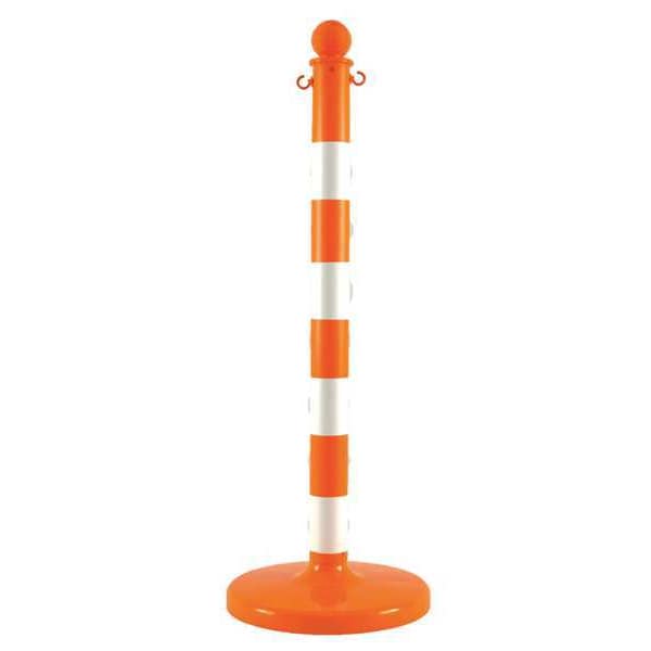 Zoro Select 2.5" Diameter Striped Stanchion - Safety Orange / White, 6 pk - 96422-6