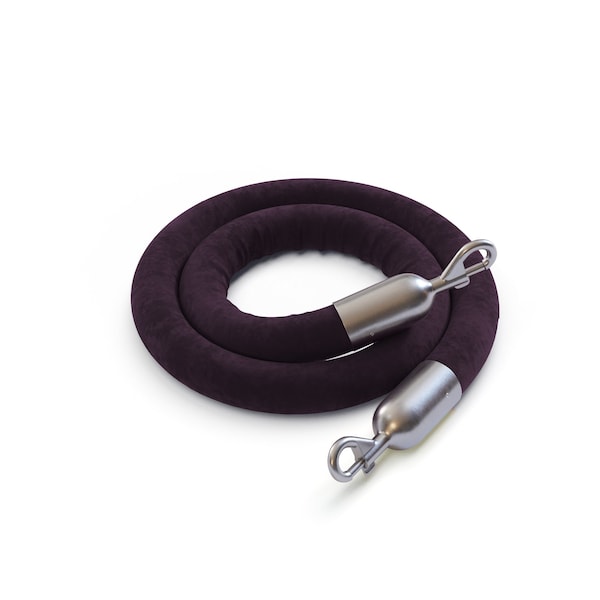 Montour Line Velvet Rope Purple With Satin Stainless Snap Ends 10ft.Cotton Core - PVR150-100-PE-SE-SS