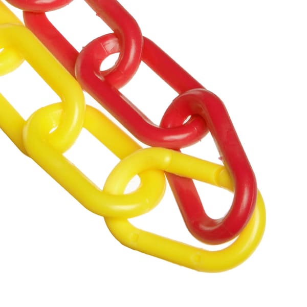 Mr. Chain 1.5" x 100' Red/Yellow Plastic Safety Chain - 30037-100
