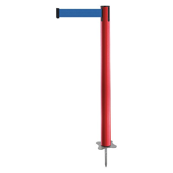 Tensabarrier Barrier Post with Belt, Red, 13 ft Length, 43 in Post Height, No Legend, Unfinished - 884-21-MAX-L5X-C