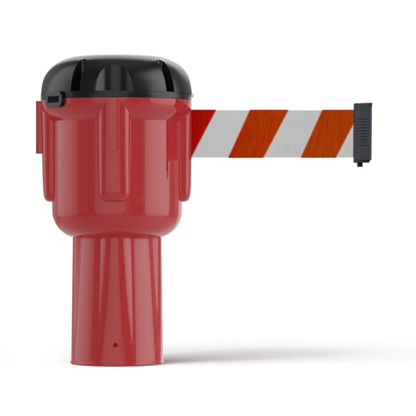 Montour Line Retractable Belt Barrier Cone Mount Red Case 40ft. Red/White Belt - CP800-RD-RWD-400