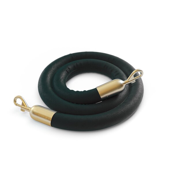 Montour Line Naugahyde Rope Green With Satin Brass Snap Ends 6ft.Cotton Core - PNR150-60-GN-SE-SB