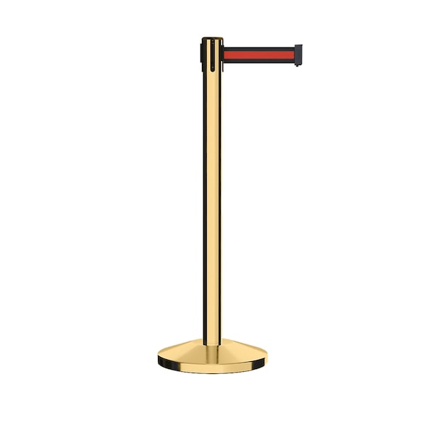 Montour Line Stanchion Belt Barrier Pol.Brass Post 11ft. Bk/R H Belt - ES400-PB-BRH-110