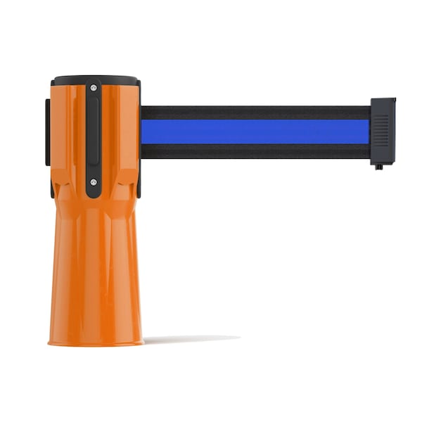 Montour Line Retractable Belt Barrier Cone Mount Orange Case 11ft. Bk/Bl Belt - CP100-OR-BBH-110