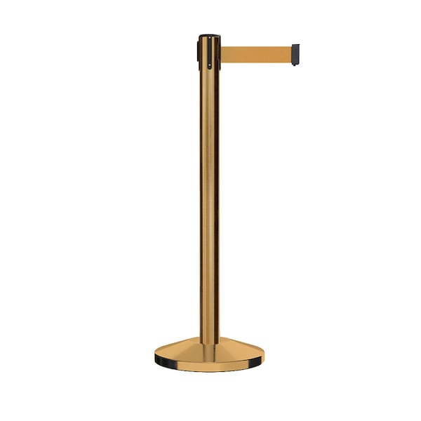 Montour Line Stanchion Belt Barrier Sat.Brass Post 7.5ftBrown Belt - ES400-SB-BN-ML-75