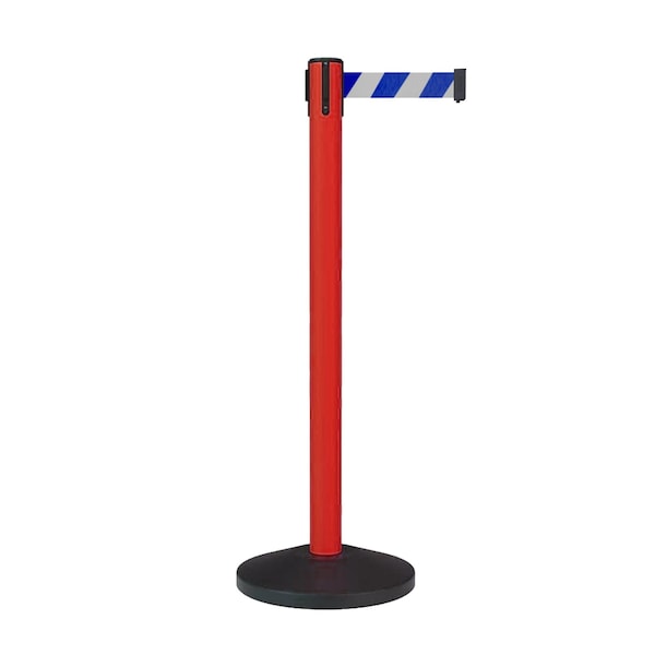Montour Line Stanchion Belt Barrier Red Post 11ft. Blue/White Belt - ES400-RD-BWD-110