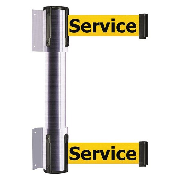 Tensabarrier Belt Barrier, Satin Chrome, 7 1/2 ft Length, 16 1/2 in Post Height, Out of Service - 896T2-1S-STD-YEX-C
