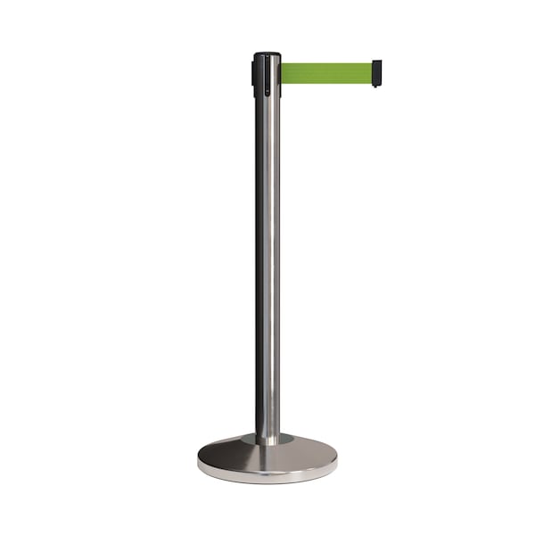 Montour Line Stanchion Belt Barrier Pol.Steel Post 9ft. Olive Belt - ES400-PS-OL-ML-90