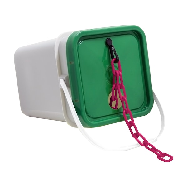 Mr. Chain 1.5" x 300' Safety Pink Plastic Safety Chain - Pail - 30025-P