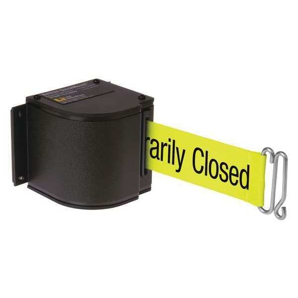 Lavi Industries Warehouse Quick Mount Retractable Belt Barrier, Black, 18 ft Length, Wrinkle - 50-3016M/WB/18/FY/S7