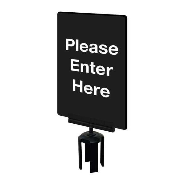 Tensabarrier Acrylic Sign, Black, Please Enter Here - S01-P-33-7X11-V-HDSB-1701-33