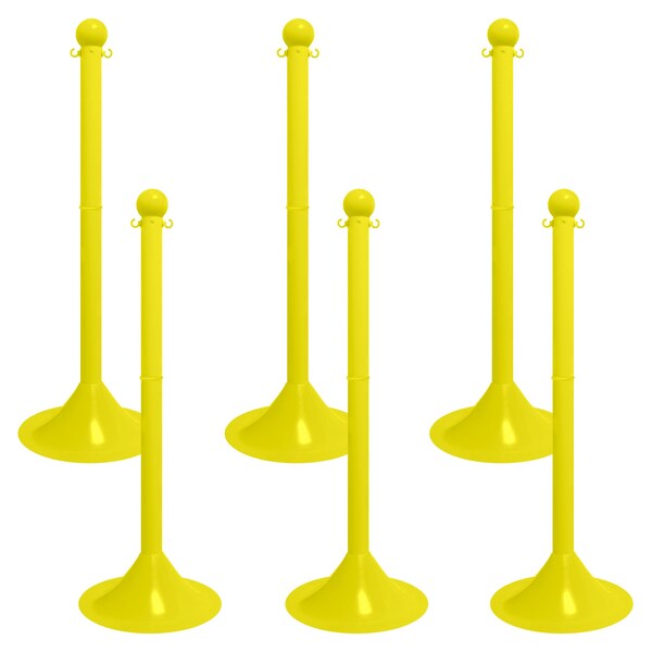 Mr. Chain Yellow Light Duty Stowable Stanchion, 6PK - 93502-6