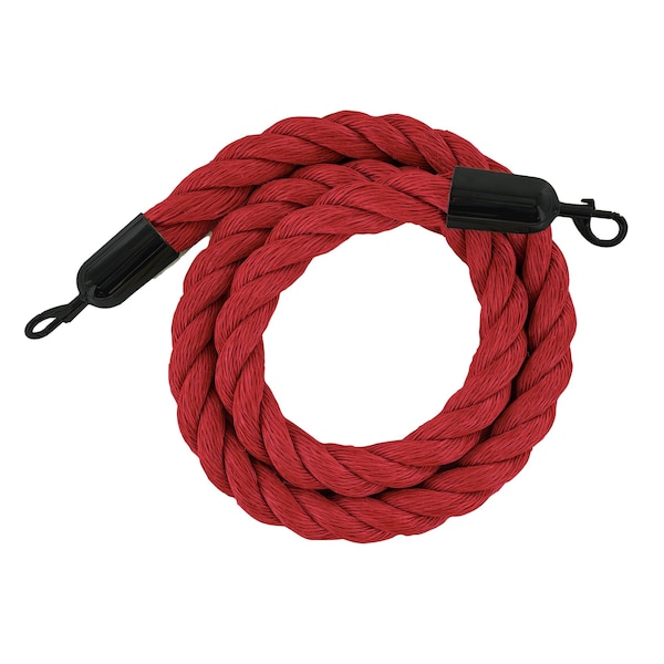 Montour Line Twisted Polyprop.Rope Red With Black Snap Ends 6ft.Cotton Core - PPR150-60-RD-SE-BK
