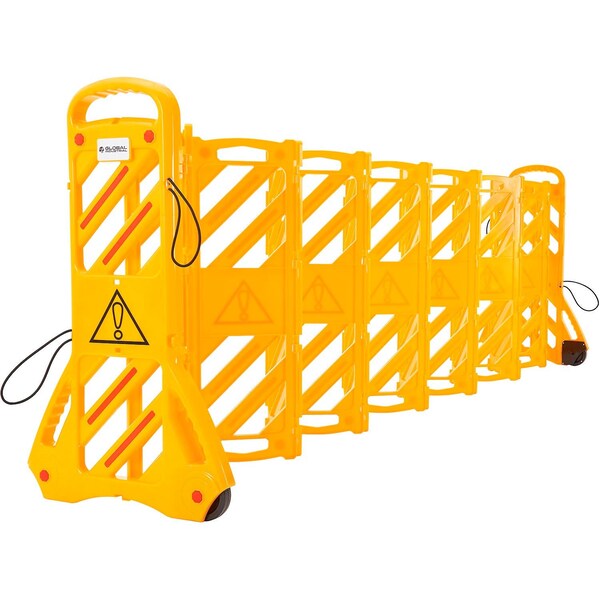 Global Industrial Extendable Barricade, Yellow, 39-3/8 in Post Height - 670750