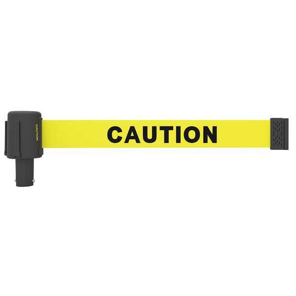 Banner Stakes Retractable Belt Head, Yellow, 15 ft Length, Caution - PL4068