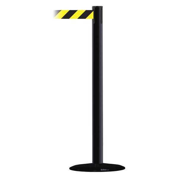 Tensabarrier Barrier Post with Belt, Black, 13 ft Length, 38 in Post Height, No Legend - 889B-33-33-MAX-NO-D4X-C