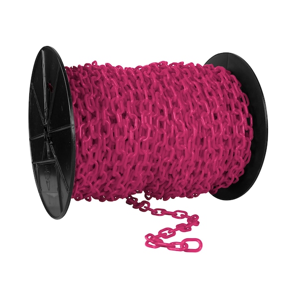 Mr. Chain 1" x 250' Safety Pink Plastic Safety Chain - Reel - 10125