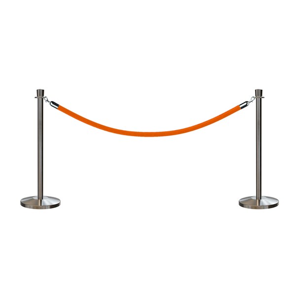 Montour Line Stanchion Post and Rope Kit Sat.Steel, 2 Crown Top 1 Gold Rope - 2-SS-CN-1-PVR-GD-SS