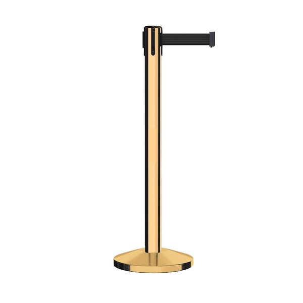Montour Line Stanchion Belt Barrier Pol.Brass Post 14ft. Black Belt - ES660-PB-BK-140